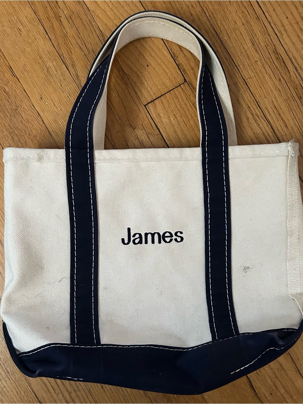 L.L. Bean Canvas Boat & Tote with Embroidered James